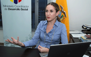 Ministra ecuatoriana coordinadora de Desarrollo Social, Cecilia Vaca