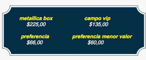 Precio de las entradas al concierto de Metallica en Quito 2014