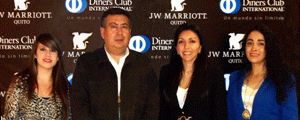 Betzy Suasnavas, Coordinadora de Comunicación y Mercadeo JW Marriott; Jimmy Recalde, Gerente Comercial Diners Club; Maite Ulloa, Directora de Ventas y Mercadeo JW Marriott y Vanessa Villareal, Comercial-Establecimientos Diners Club. 